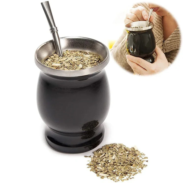 230ML Stainless Steel Mate Tea Cup Tea Cup Set for Argentina Insulated Straw Cup Insulated  Simple Gourd