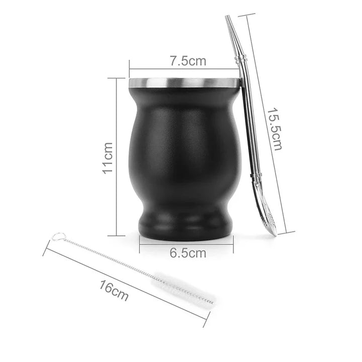 230ML Stainless Steel Mate Tea Cup Tea Cup Set for Argentina Insulated Straw Cup Insulated  Simple Gourd